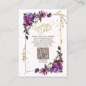 Carte D'accompagnement Détails de mariage Code QR Floral Rose Chaud Viole (Devant)