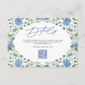 Carte D'accompagnement Détails de mariage Code QR Hydrangea Bleue (Devant)