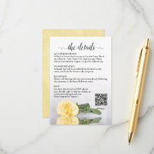 Détails de Mariage Code QR Rose Jaune Beurre Éléga