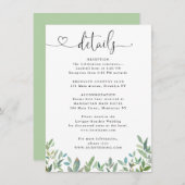 Carte D'accompagnement Détails de mariage coeur de verdure de feuillage b (Devant / Derrière)