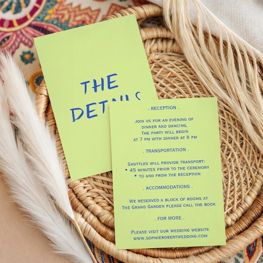 Carte D'accompagnement Détails de mariage colorés modernes
