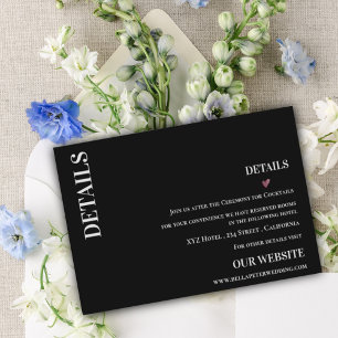 Carte D'accompagnement Détails de mariage contemporain moderne noir blanc