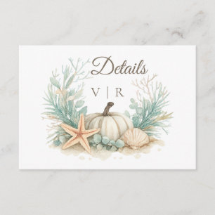 Carte D'accompagnement Détails de mariage Coquilles de citrouille de litt