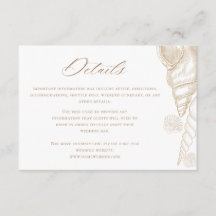 Détails de mariage côtier coquilles d'or et blanc