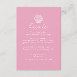 Carte D'accompagnement Détails de mariage côtier rose rose coquillage
