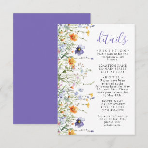 Carte D'accompagnement Détails de mariage dans un champ de fleurs sauvage