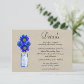 Carte D'accompagnement Détails de mariage dans un pot Mason avec fleurs b (Debout devant)