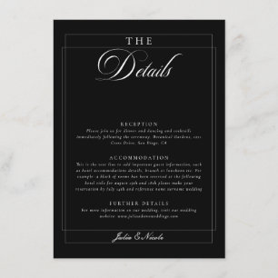 Carte D'accompagnement Détails de mariage de calligraphie ivoire noir cla