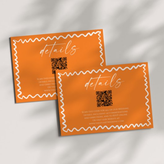 Carte D'accompagnement Détails de mariage de code QR Citron Orange Capric