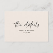 Carte D'accompagnement Détails de mariage de code QR de script minimalist (Devant)