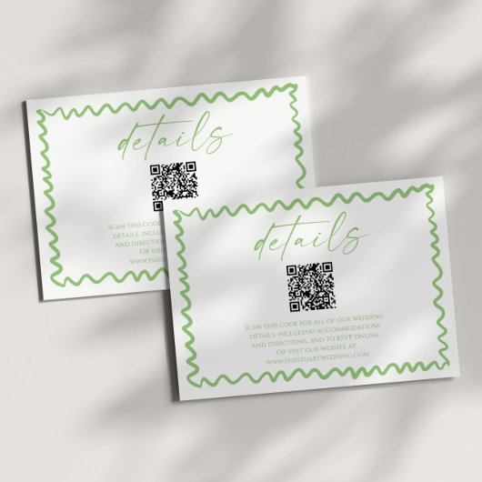 Carte D'accompagnement Détails de mariage de code QR vert Citrus Capriceu