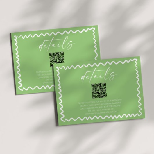 Carte D'accompagnement Détails de mariage de code QR vert Citrus Capriceu