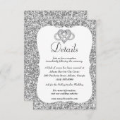 Carte D'accompagnement Détails de mariage de cœur d'infini de paillettes (Devant / Derrière)