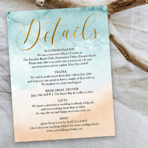 Carte D'accompagnement Détails de mariage de destination de calligraphie 