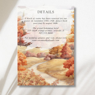 Carte D'accompagnement Détails de mariage de feuilles de chemin forestier