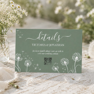 Carte D'accompagnement Détails de mariage de fleur de prairie simple vert