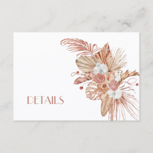 Carte D'accompagnement Détails de mariage de fleurs aquarelles Boho