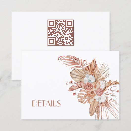 Carte D'accompagnement Détails de mariage de fleurs aquarelles boho (Devant / Derrière)