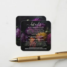 Détails de mariage de fleurs colorées foncées pers