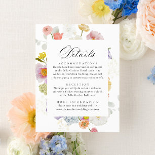 Carte D'accompagnement Détails de mariage de fleurs sauvages à l'aquarell
