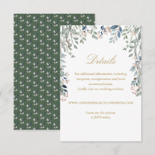 Carte D'accompagnement Détails de mariage de fleurs sauvages dorées éléga