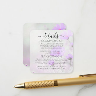 Carte D'accompagnement Détails de mariage de fleurs violettes simples per