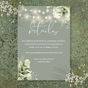 Carte D'accompagnement Détails de mariage de guirlandes lumineuses de ver