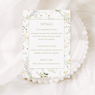 Carte D'accompagnement Détails de Mariage de Jardin Floral Délicat