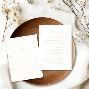Carte D'accompagnement Détails de mariage de jardin floral ivoire vintage