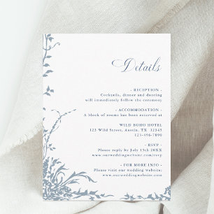 Carte D'accompagnement Détails de mariage de jardin floral romantique ble