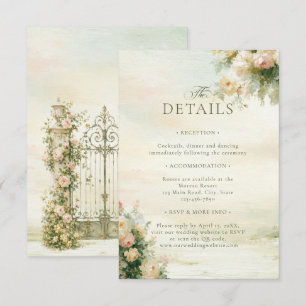 Carte D'accompagnement Détails de mariage de jardin français aquarelles r