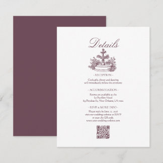 Carte D'accompagnement Détails de mariage de jardin français vintage