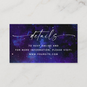 Carte D'accompagnement Détails de mariage de la galaxie pourpre + Code QR