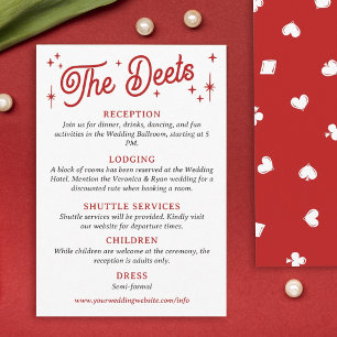 Carte D'accompagnement Détails de mariage de la suite de poker Red Lucky