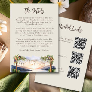 Carte D'accompagnement Détails de mariage de plage à l'aquarelle d'été Co