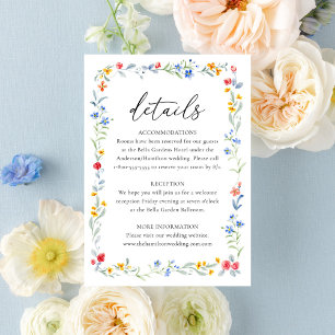 Carte D'accompagnement Détails de mariage de prairie de fleurs sauvages c