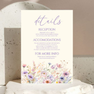 Carte D'accompagnement Détails de mariage de prairie de fleurs sauvages r