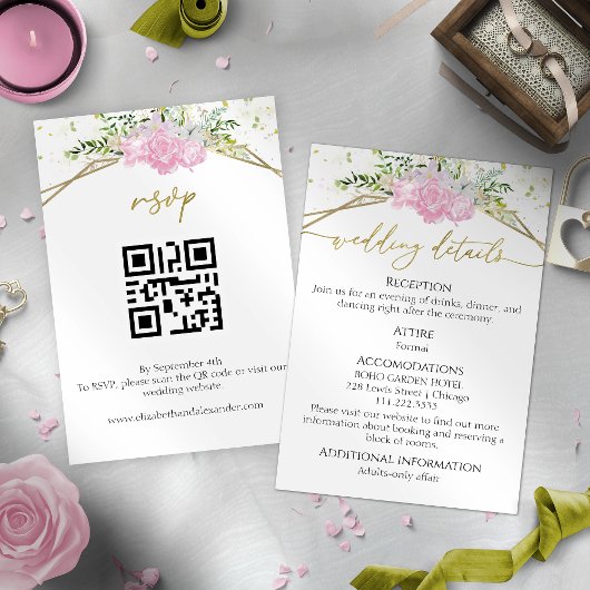 Carte D'accompagnement Détails de mariage de printemps de fleurs sauvages