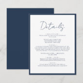 Carte D'accompagnement Détails de mariage de script de bordure bleu marin (Devant / Derrière)