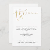 Carte D'accompagnement Détails de mariage de script simple moderne en or (Devant / Derrière)