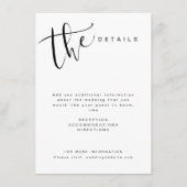 Carte D'accompagnement Détails de mariage de script simple moderne noir e (Devant)