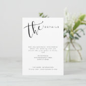 Carte D'accompagnement Détails de mariage de script simple moderne noir e (Debout devant)