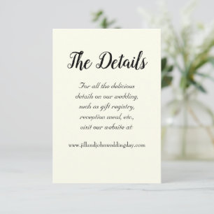 Carte D'accompagnement Détails de mariage de style simple couleur ivoire