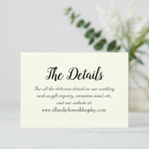 Carte D'accompagnement Détails de mariage de style simple couleur ivoire