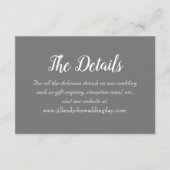 Carte D'accompagnement Détails de mariage de style simple gris foncé (Devant)