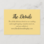 Carte D'accompagnement Détails de mariage de style simple jaune beurre (Devant)