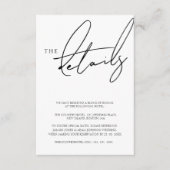 Carte D'accompagnement Détails de mariage de typographie de script blanc (Devant)