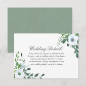 Carte D'accompagnement Détails de mariage de verdure florale blanche réce (Devant / Derrière)