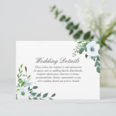 Carte D'accompagnement Détails de mariage de verdure florale blanche réce (Debout devant)