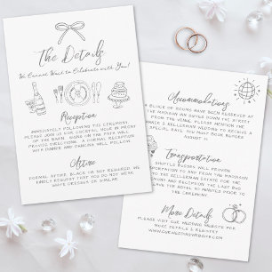 Carte D'accompagnement Détails de mariage dessinés à la main, originaux e